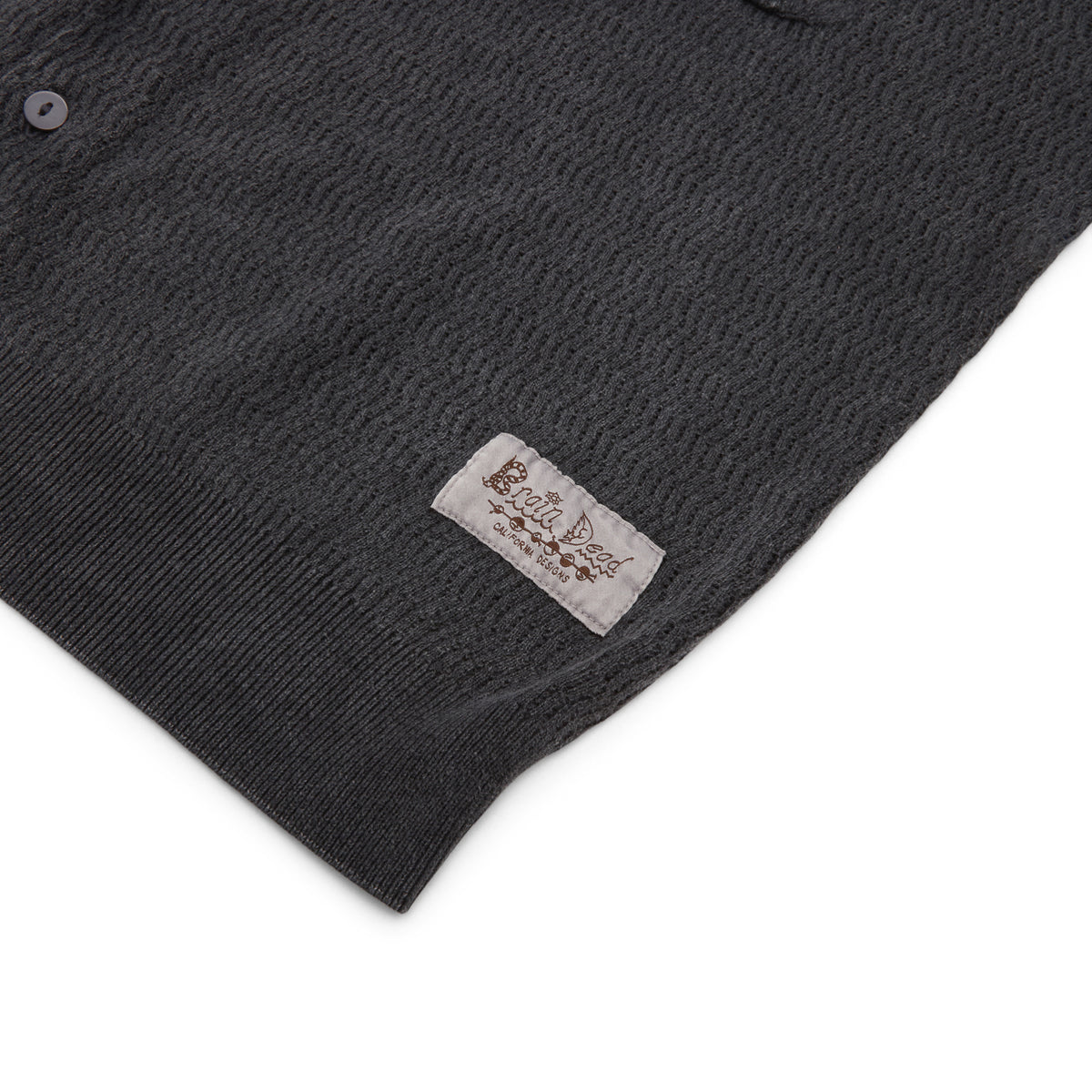 Brain Dead Pigment Dye Long Sleeve Polo Sweater (Ink)