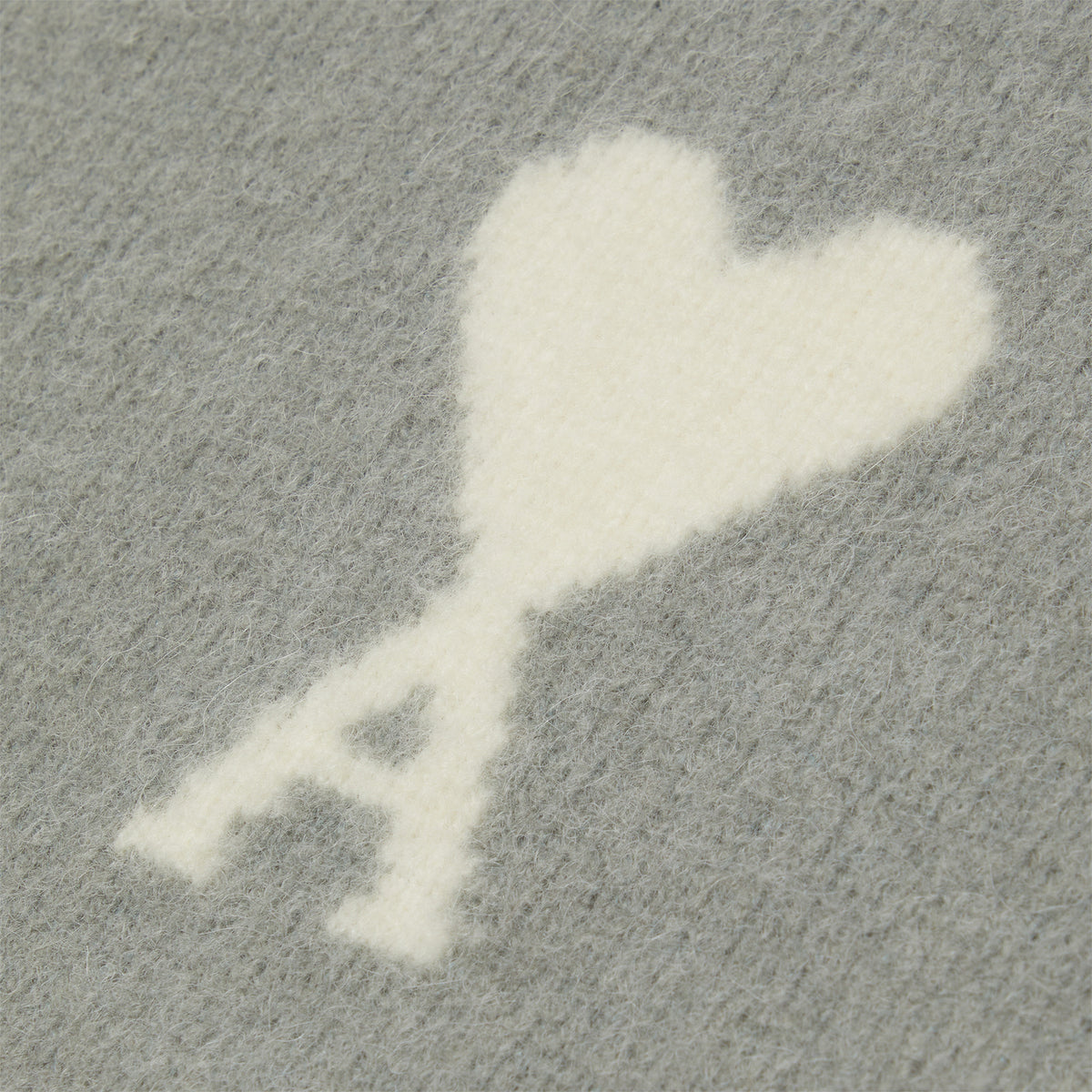 AMI Paris ADC Alpaca Crewneck Sweater (Grey/Off white)