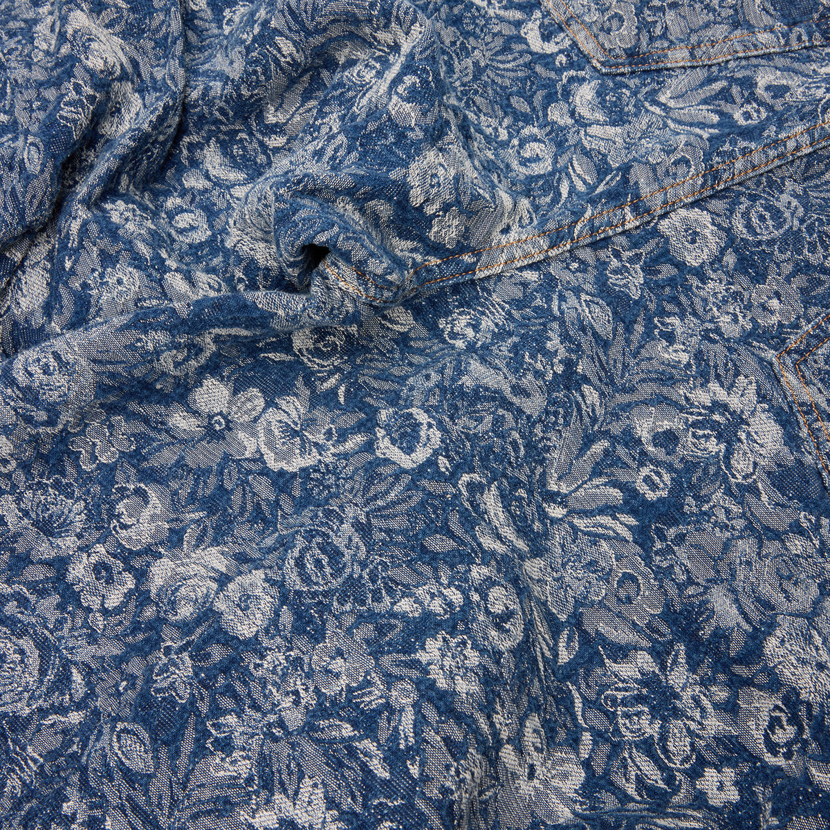 GANNI Tapestry Draped Jeans (Mid Blue Stone)