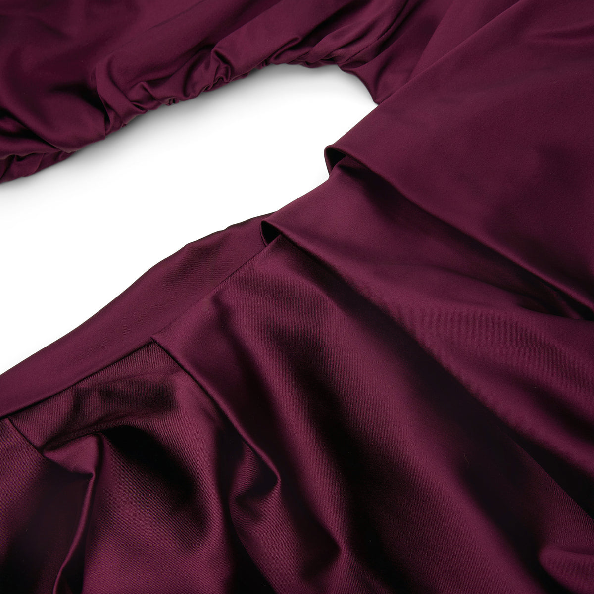 GANNI Satin Ruched Top (Mauve Wine)