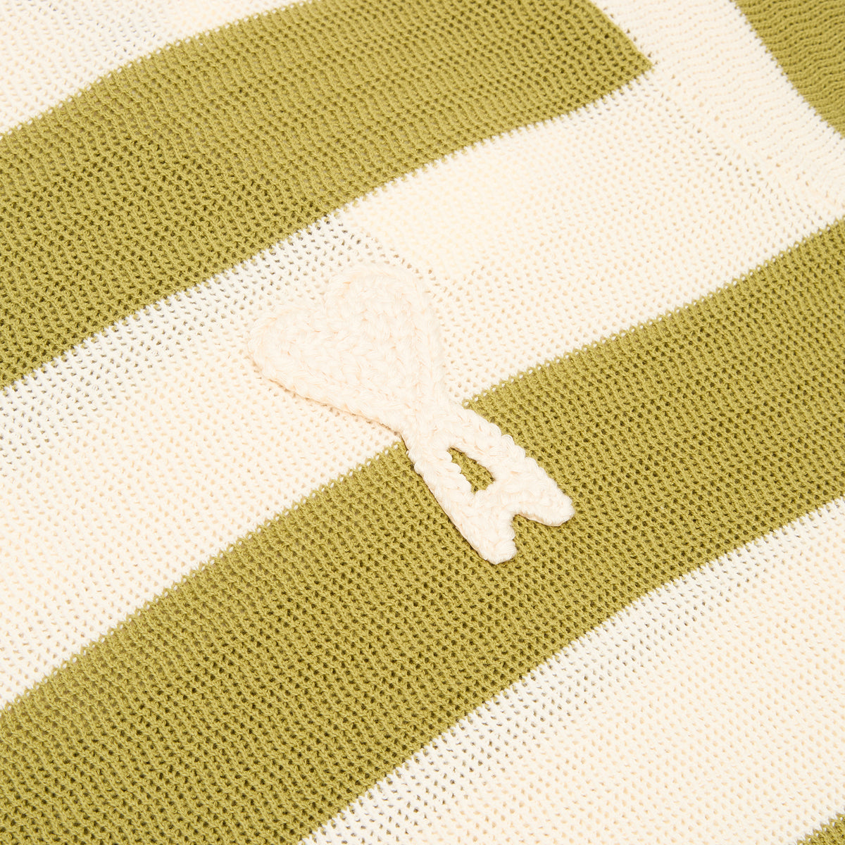 AMI Paris Short Sleeves Polo With AMI De Couer Patch (Blanc creme/Matcha)