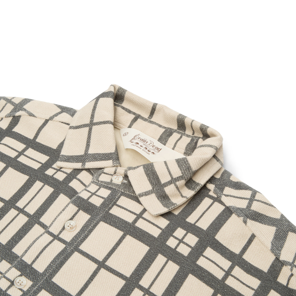 Brain Dead Plaid French Terry Button Up (Sand)