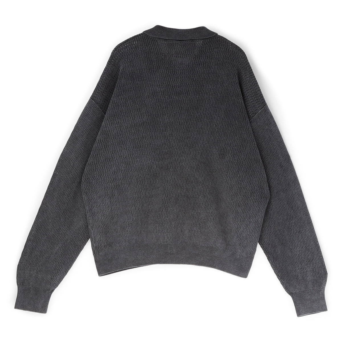 Brain Dead Pigment Dye Long Sleeve Polo Sweater (Ink)