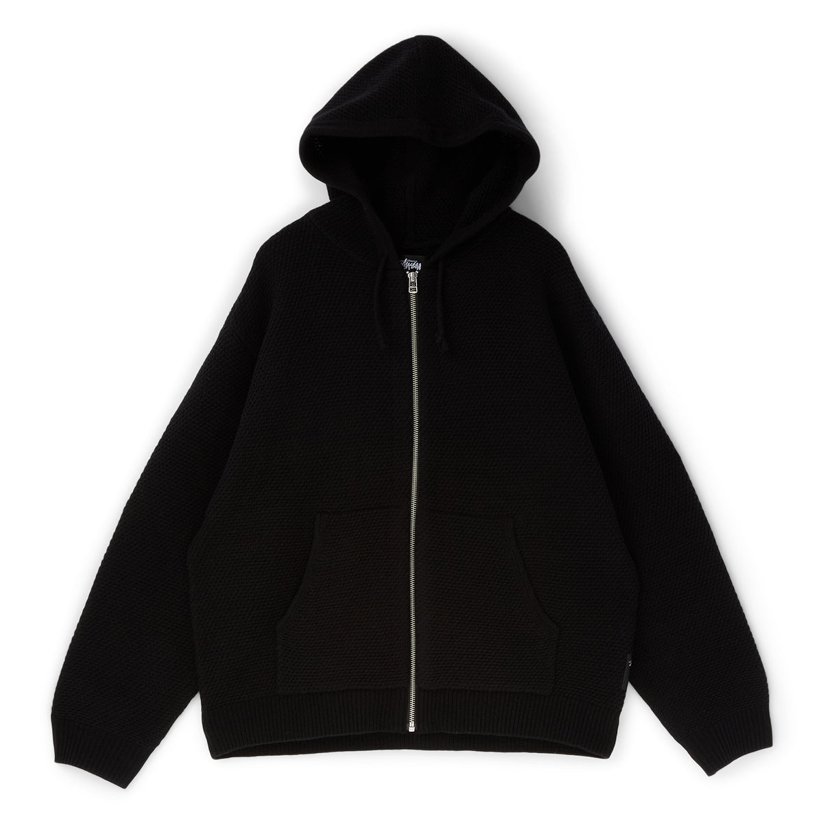 Stussy Textured Zip Hooded Sweater (Black)