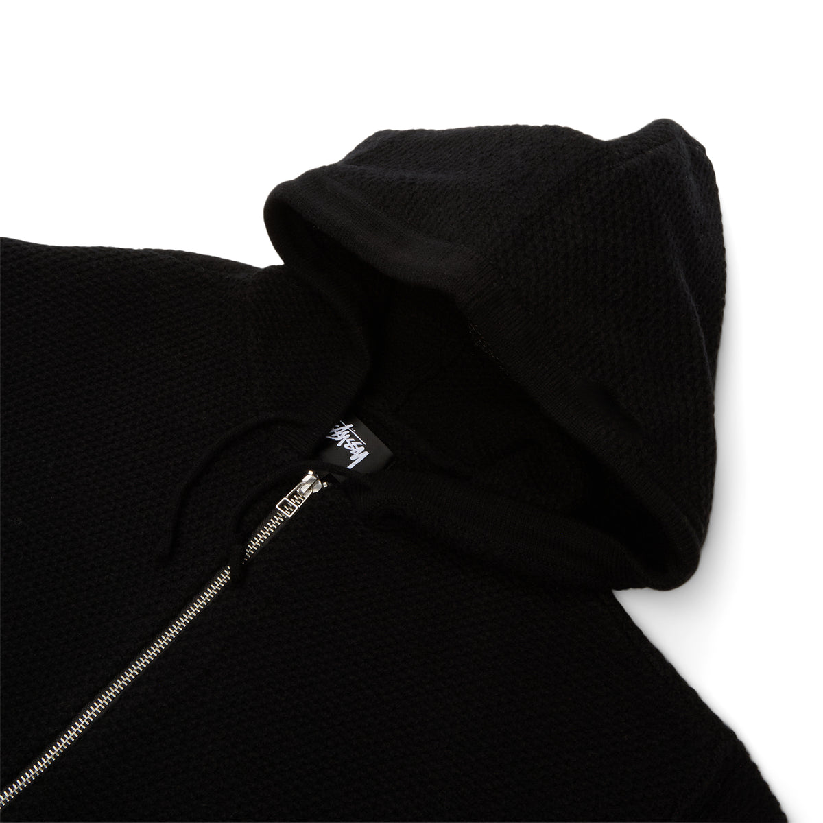 Stussy Textured Zip Hooded Sweater (Black)