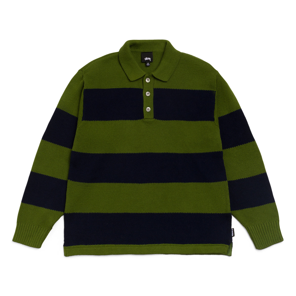 Stussy Pique Knit Stripe Rugby (Olive)