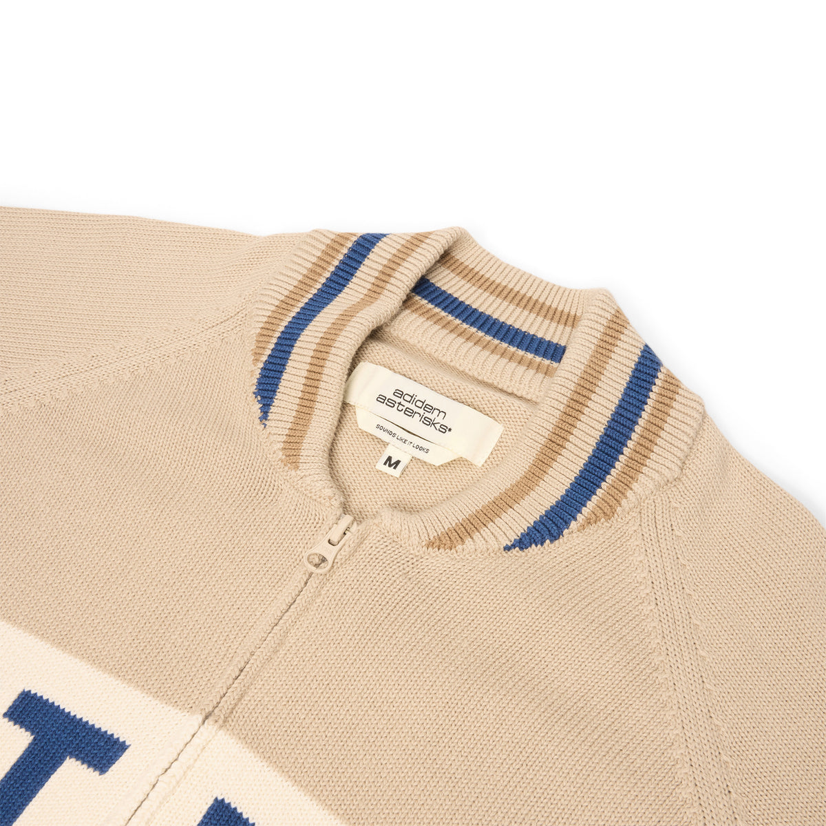 Adidem Asterisks Knit Sport Zip Up Sweater (Beige)