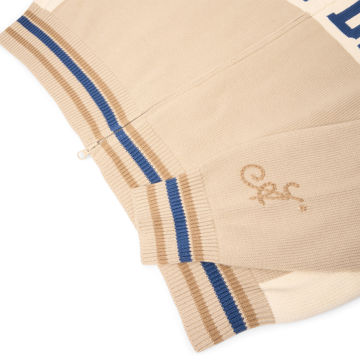 Adidem Asterisks Knit Sport Zip Up Sweater (Beige)