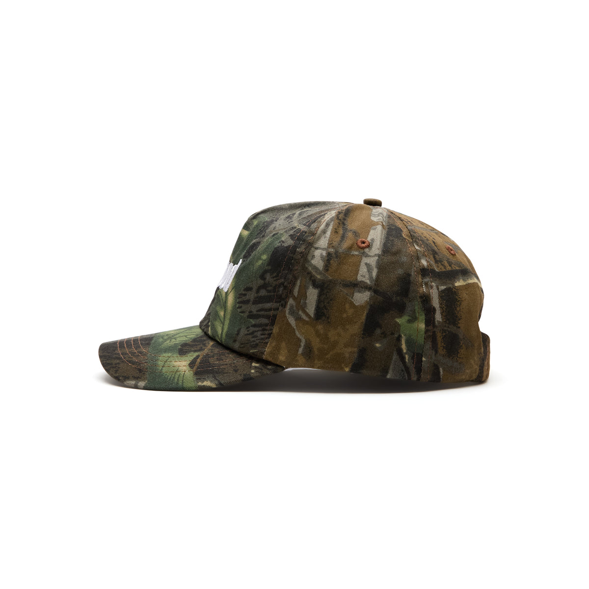 Metalwood Studio Metal Logo 5-panel Hat (Real Leaf Camo & White)