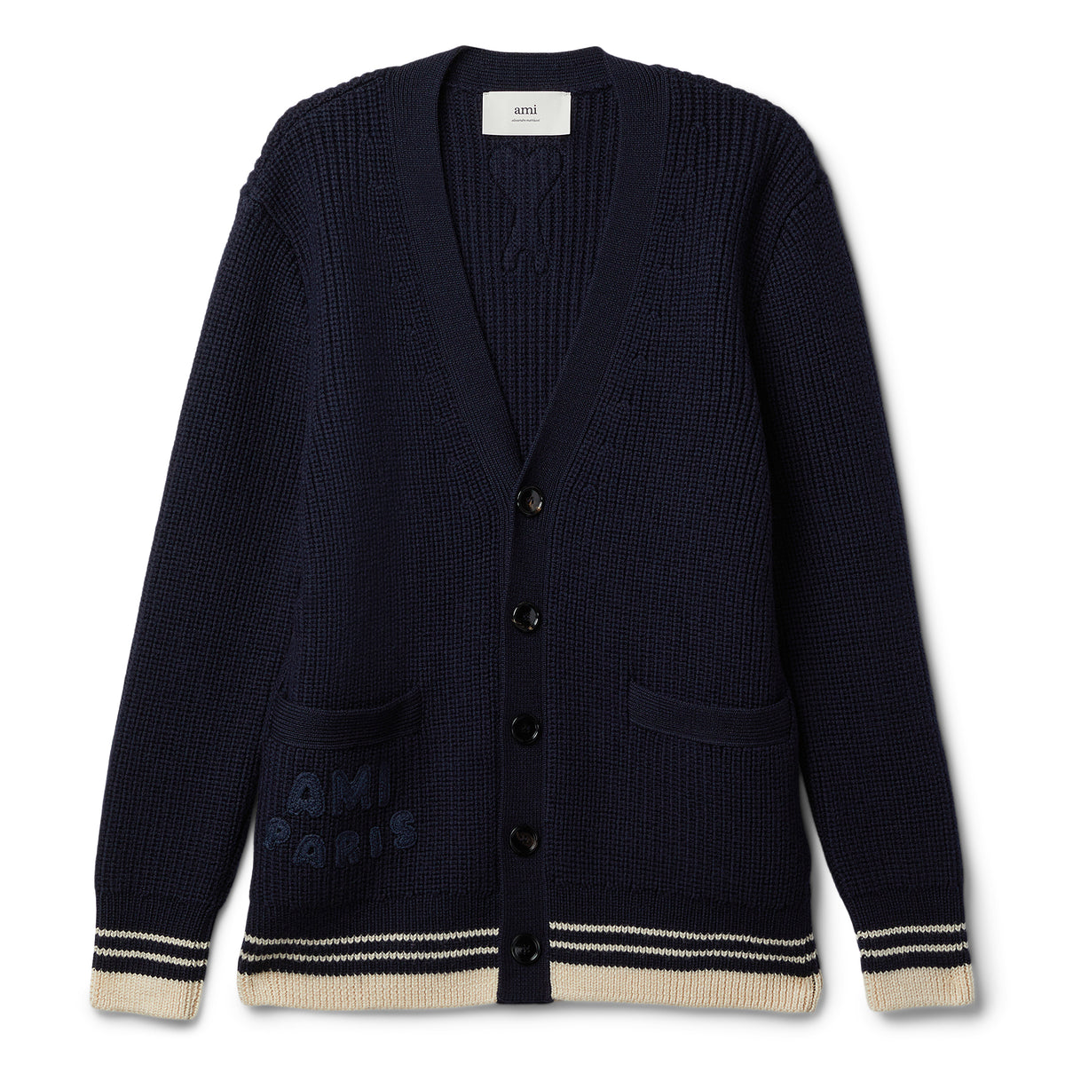 AMI Paris Ribbed Cardigan (Navy blue)