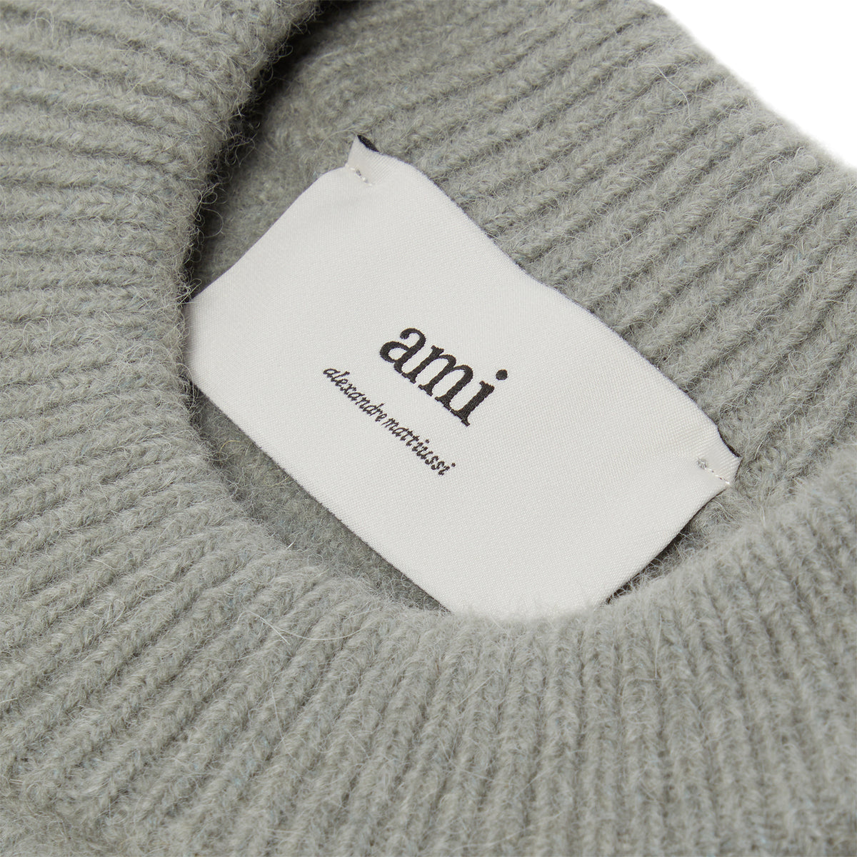AMI Paris ADC Alpaca Crewneck Sweater (Grey/Off white)