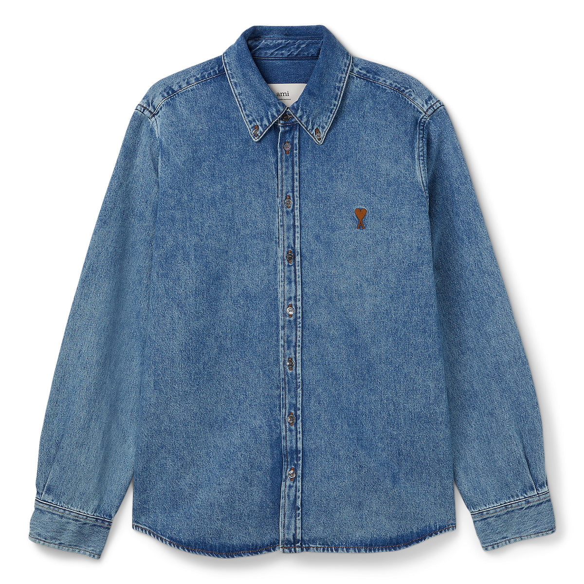 AMI Paris ADC Cotton Button-Down Shirt (Blue)