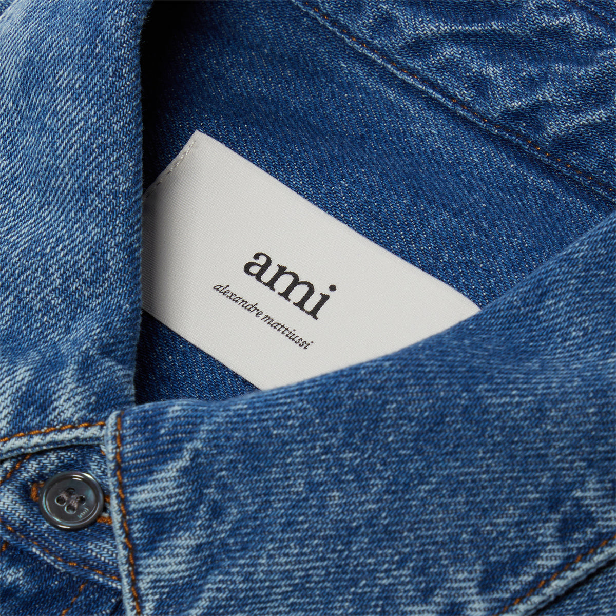 AMI Paris ADC Cotton Button-Down Shirt (Blue)