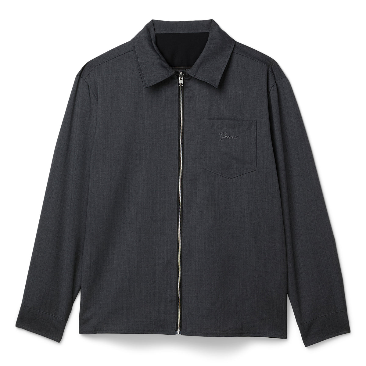 Grand Collection Reversible Wool Overshirt (Charcoal/Black)