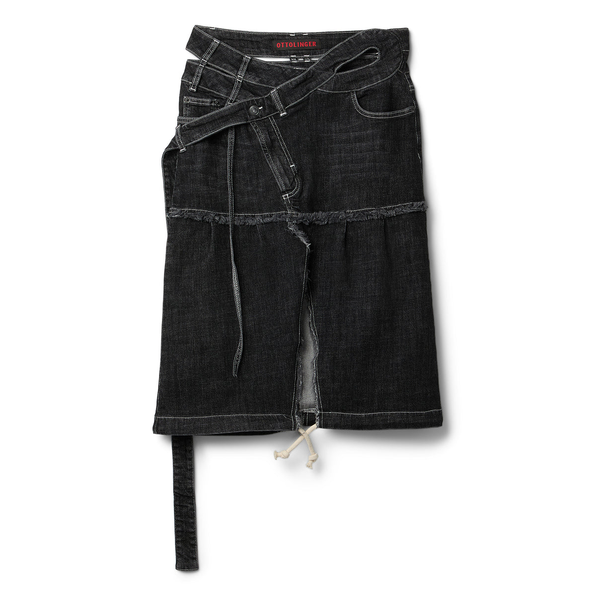 Ottolinger Signature Wrap Denim Skirt (Black wash)