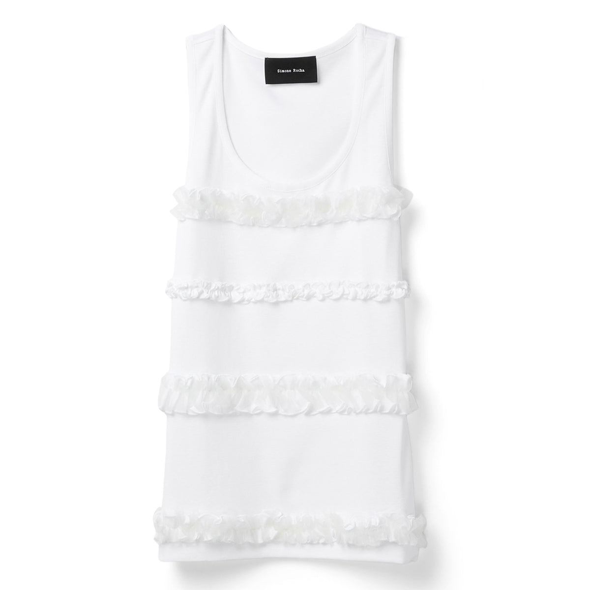 Simone Rocha Fitted Ruffle Frill Tank Top (White)