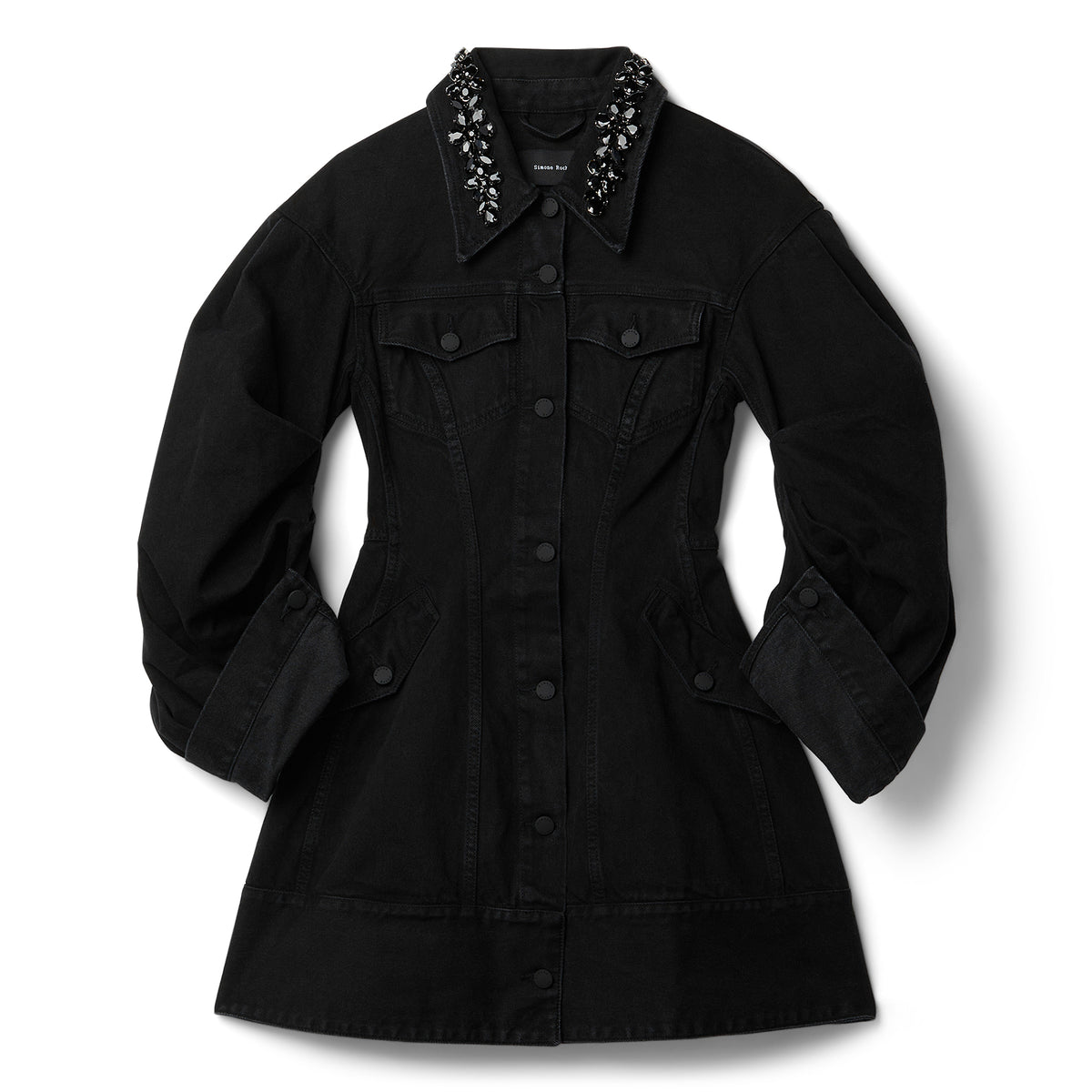 Simone Rocha Sculpted Short Denim Coat (Black/Jet)