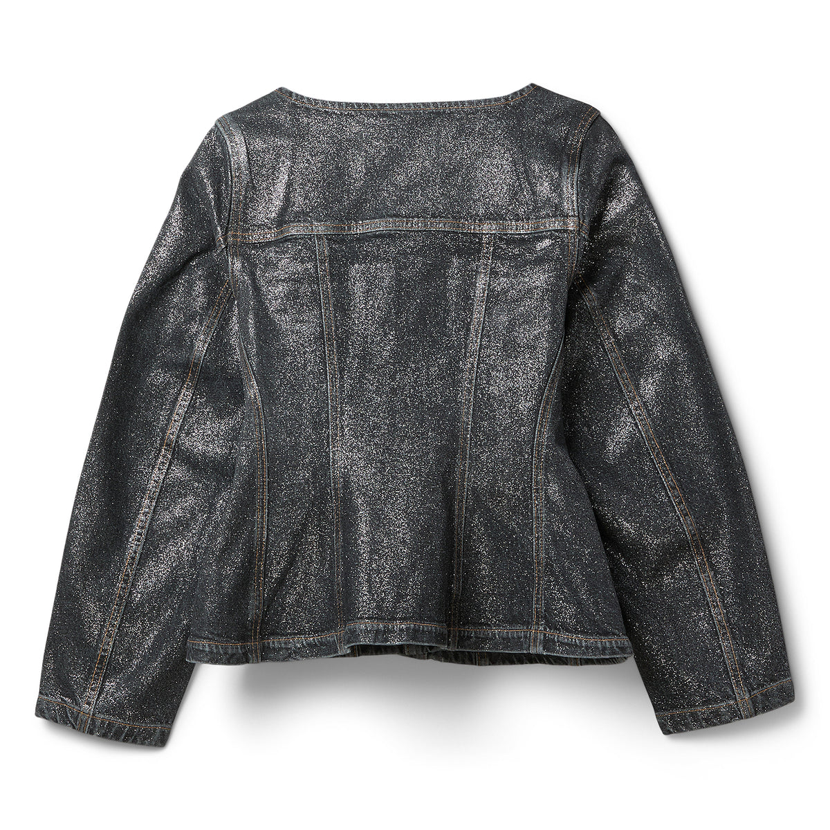 GANNI Shimmery Foil Denim Fitted Blazer (Washed Black/Black)