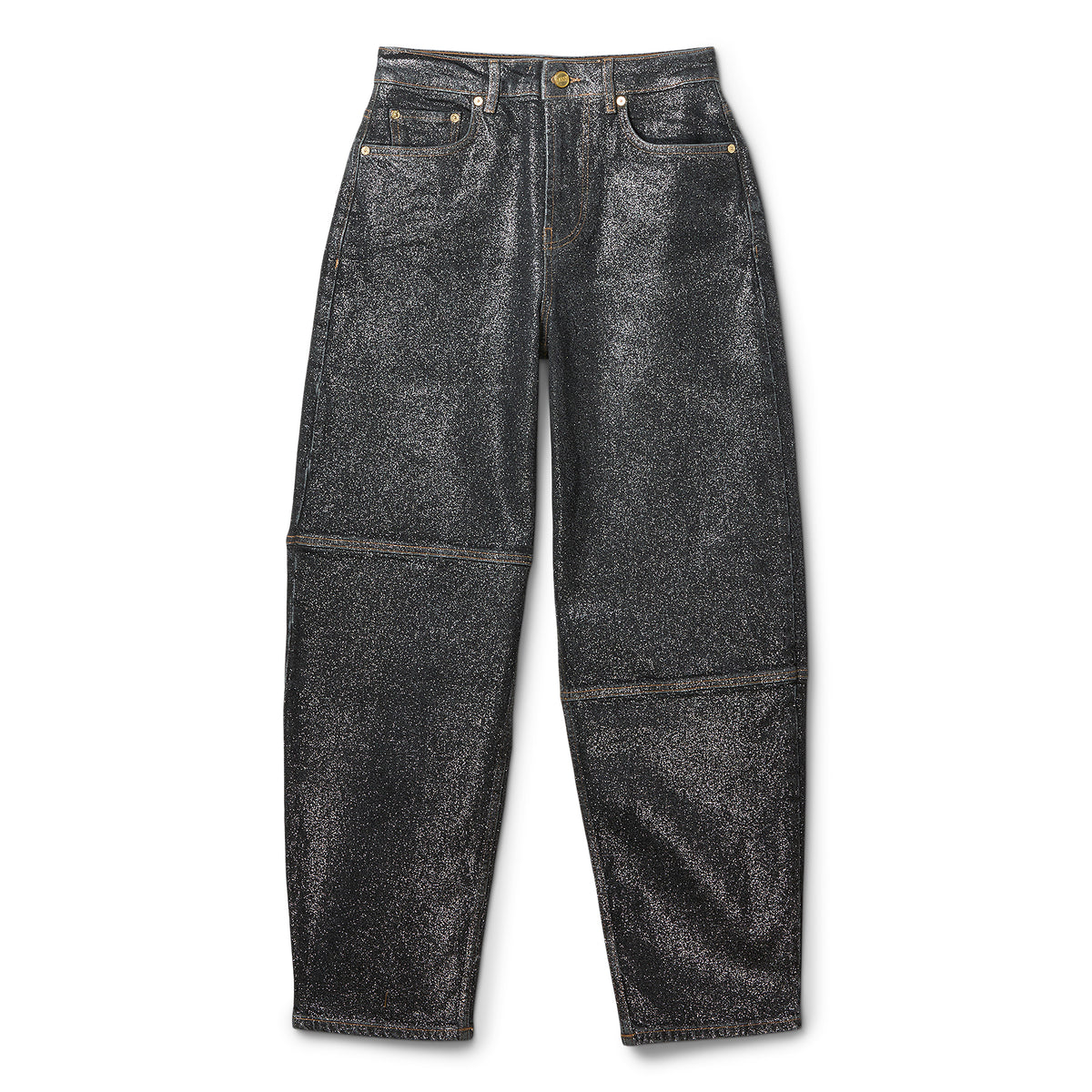 GANNI Shimmery Foil Denim Stary (Washed Black/Black)
