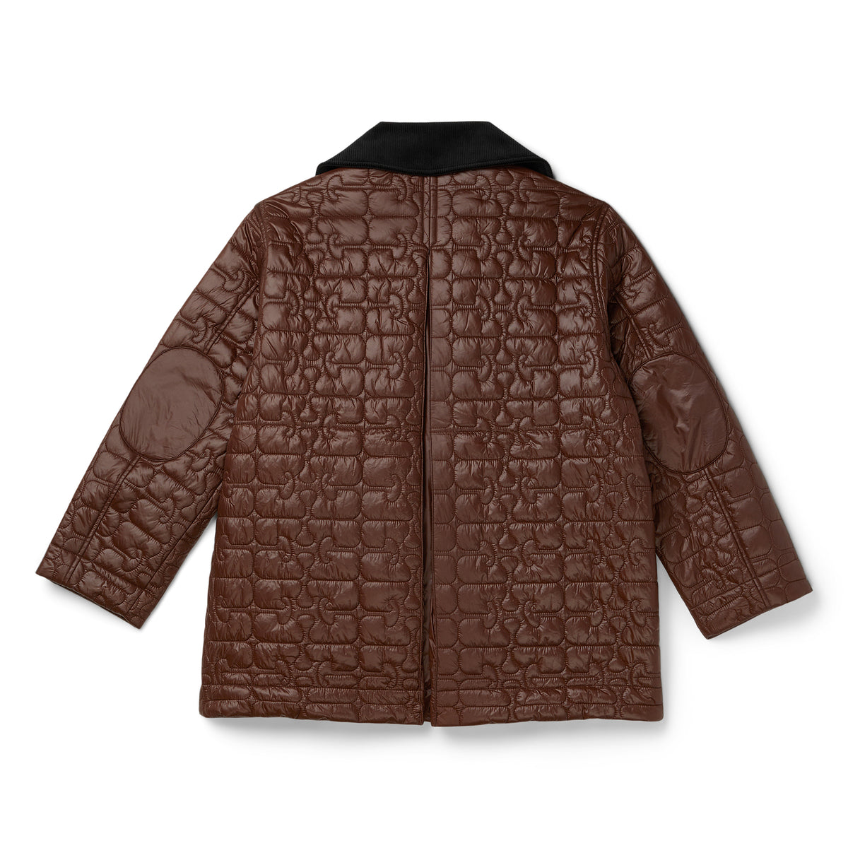 GANNI Shiny Quilt Midi Jacket (Chicory Coffee)