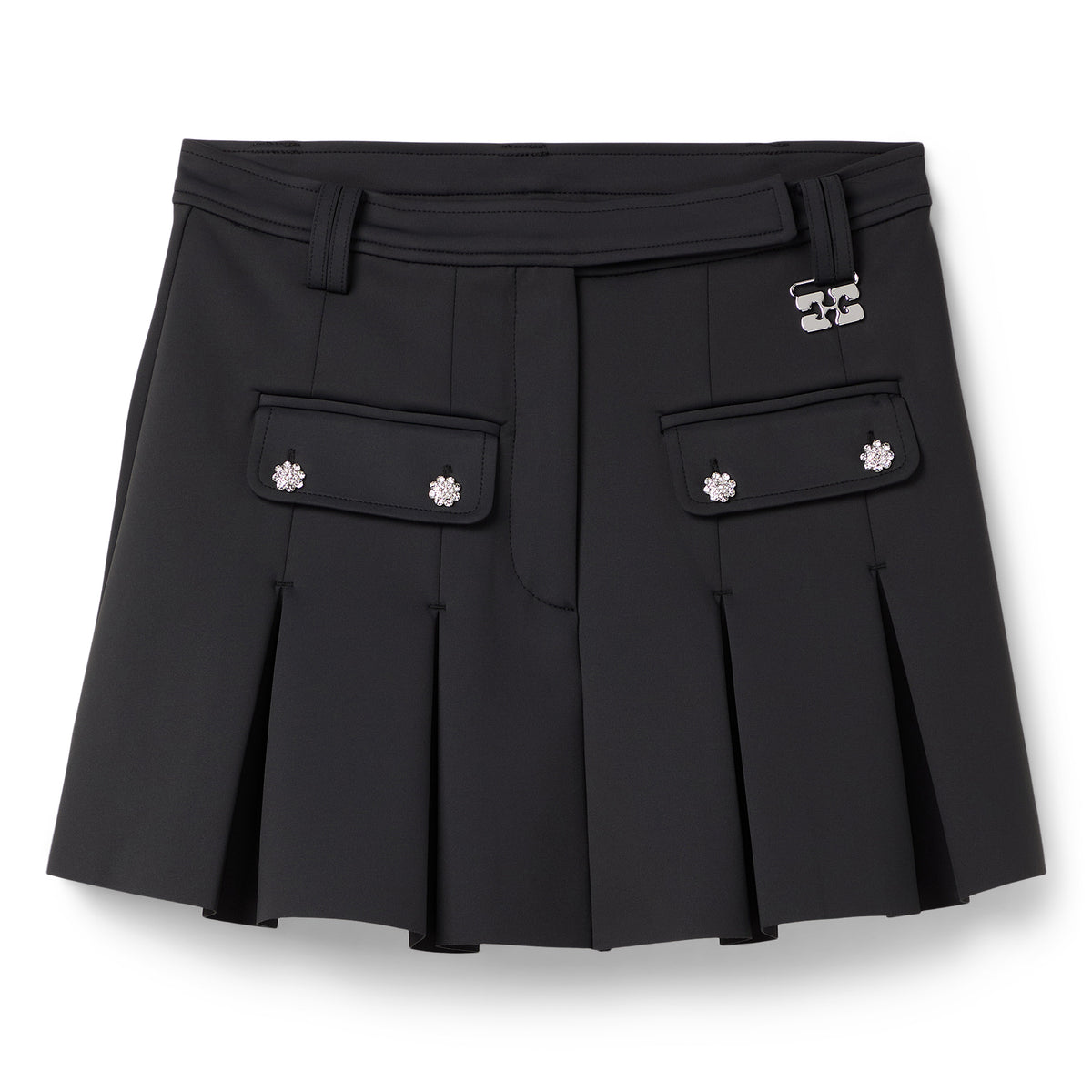 GANNI Scuba Neoprene Pleated Mini Skirt (Phantom)