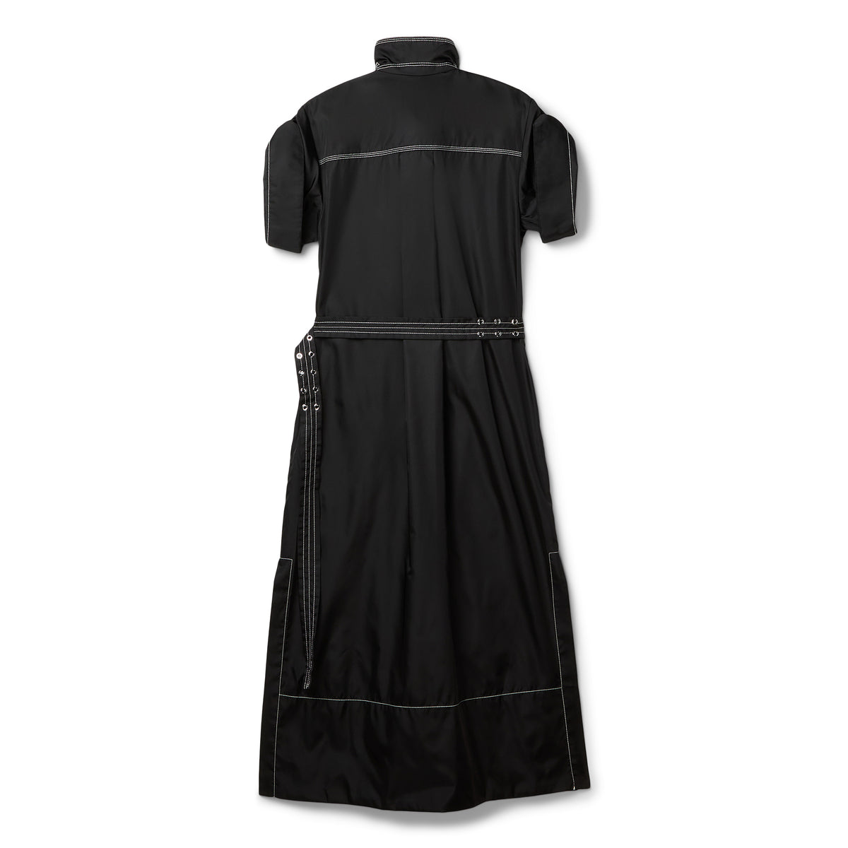 GANNI Duchesse Nylon Cowl Neck Long Dress (Black)
