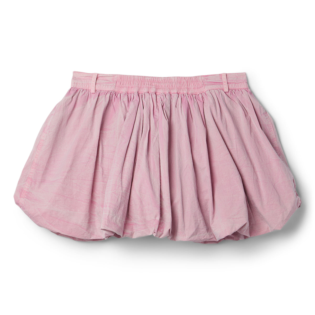 GANNI Washed Stretch Cotton Mini Bubble Skirt (Bleached Mauve)