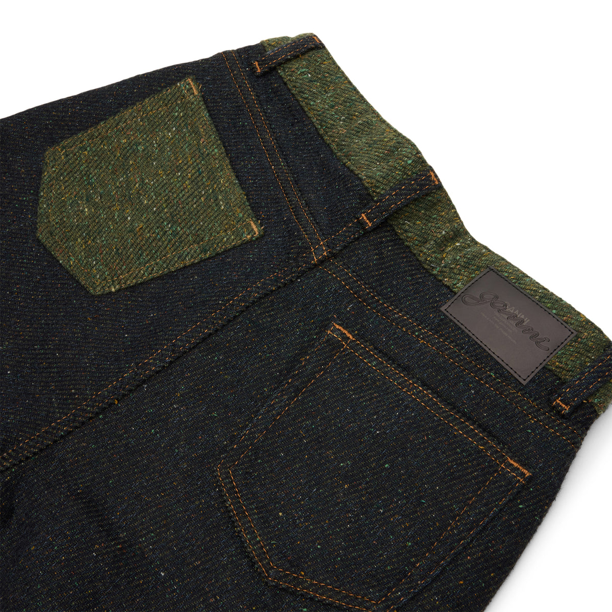 GANNI Fold-Up Twill Denim Baggy Jeans (Phantom)