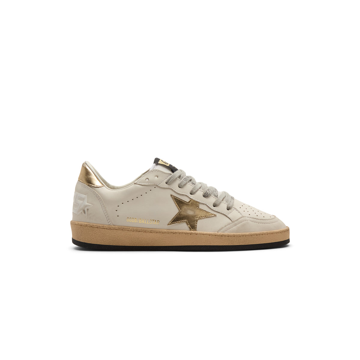 Golden Goose Ballstar Leather Upper Laminated Star And Heel (Milk/Gold)