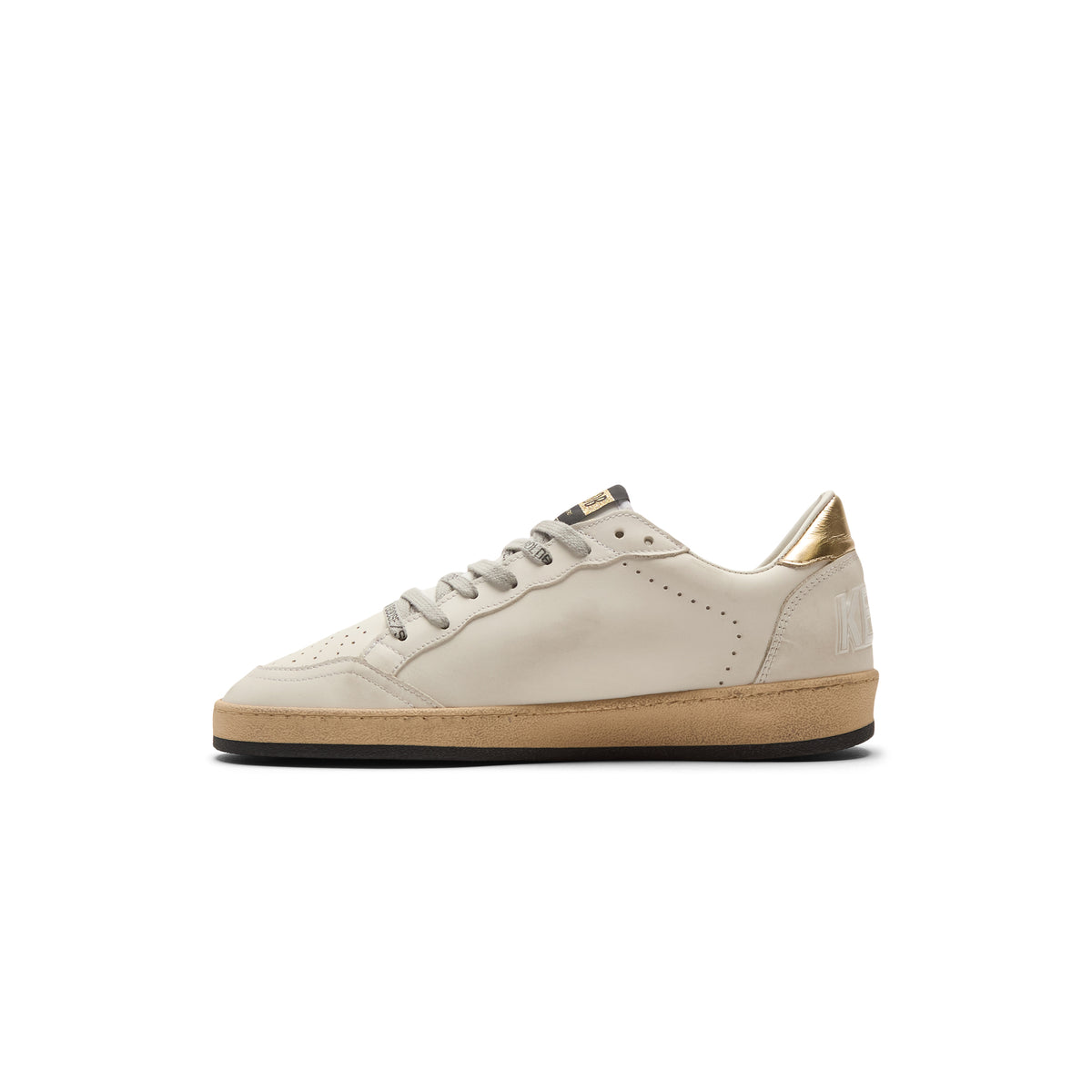 Golden Goose Ballstar Leather Upper Laminated Star And Heel (Milk/Gold)