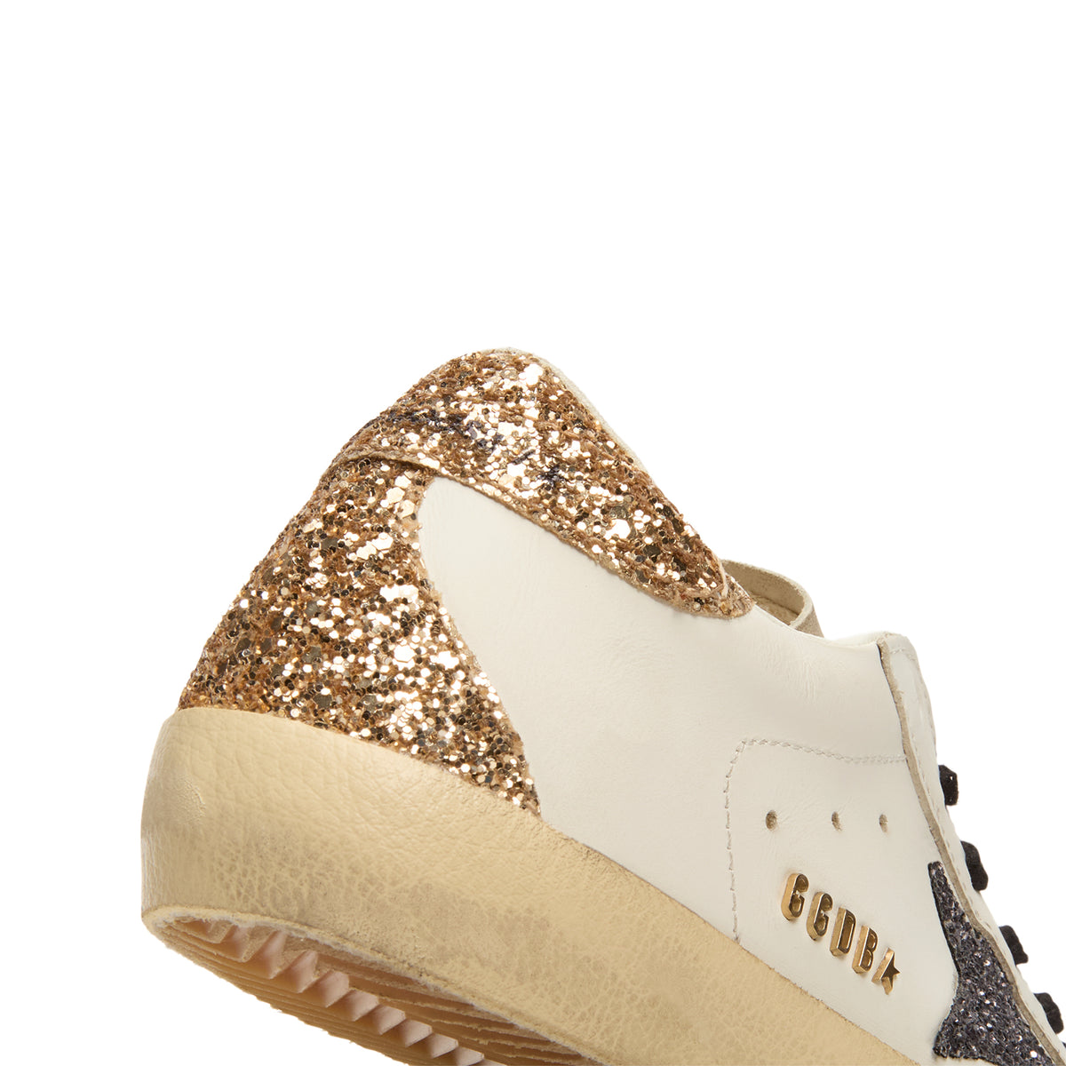 Golden Goose Super-Star Leather Upper Glitter Star Heel (Optic White/Seedpearl/Black/Gold)