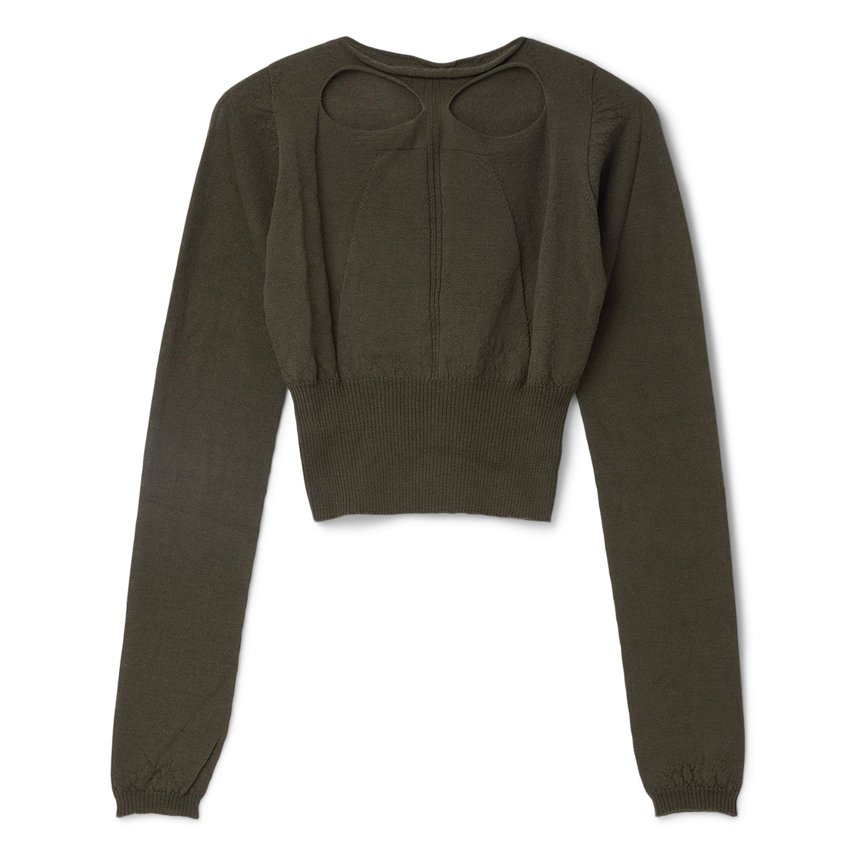 Rick Owens Slashed Long Sleeve Cropped Knit (Bosco)