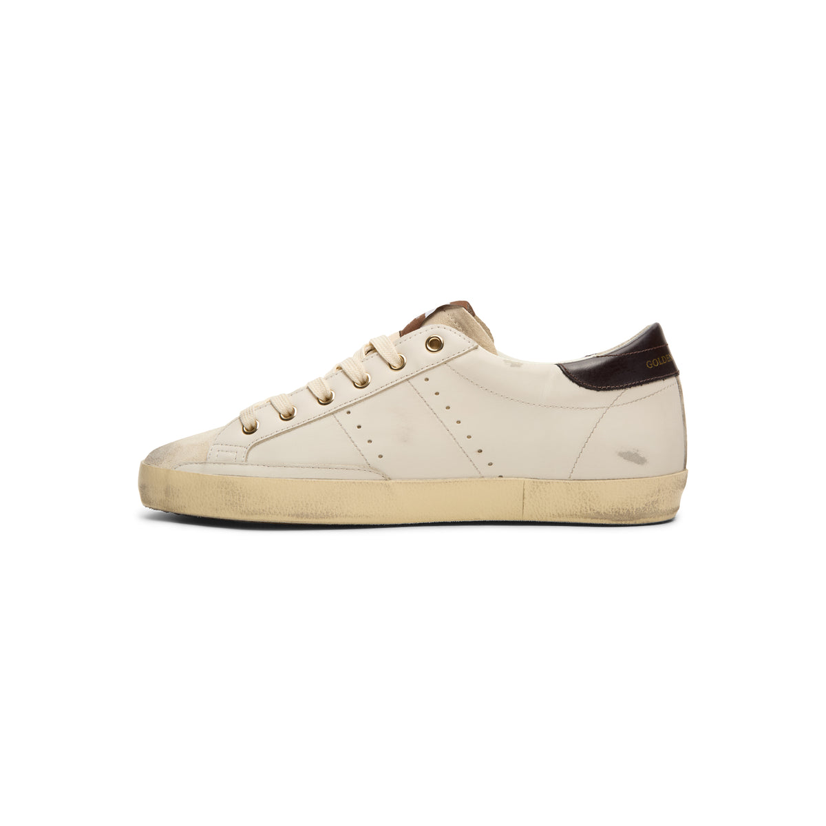 Golden Goose Super-Star Leather Upper Star And Heel (White/Coffee Brown/Seedpearl)