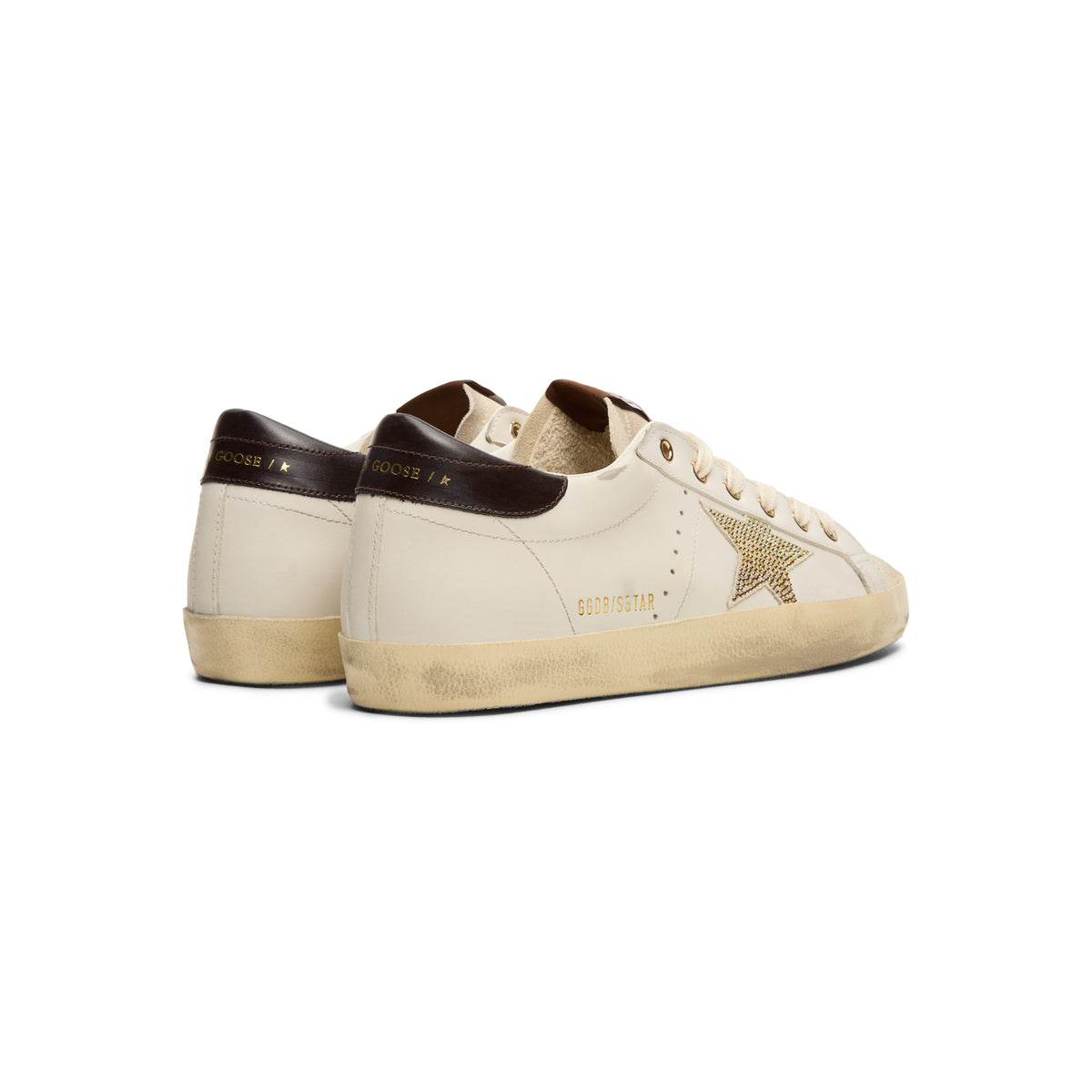Golden Goose Super-Star Leather Upper Star And Heel (White/Coffee Brown/Seedpearl)