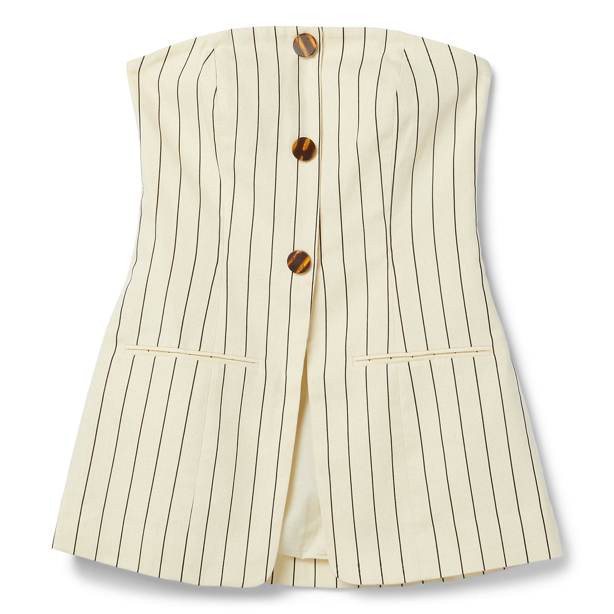 Simon Miller Mori Strapless Linen Top (Cream pinstripe)