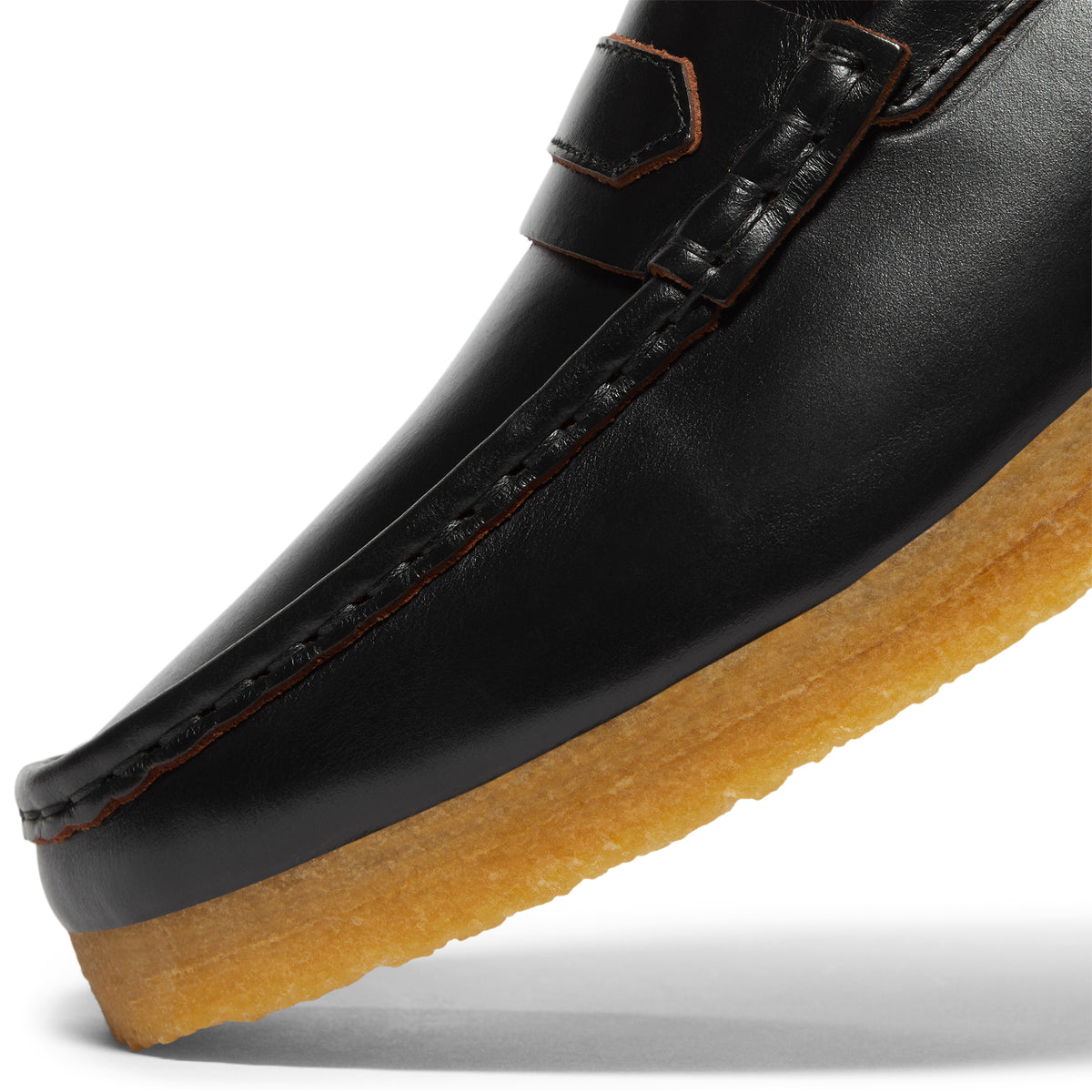 Clarks Wallabee Penny Loafer  (Black Smooth Leather)