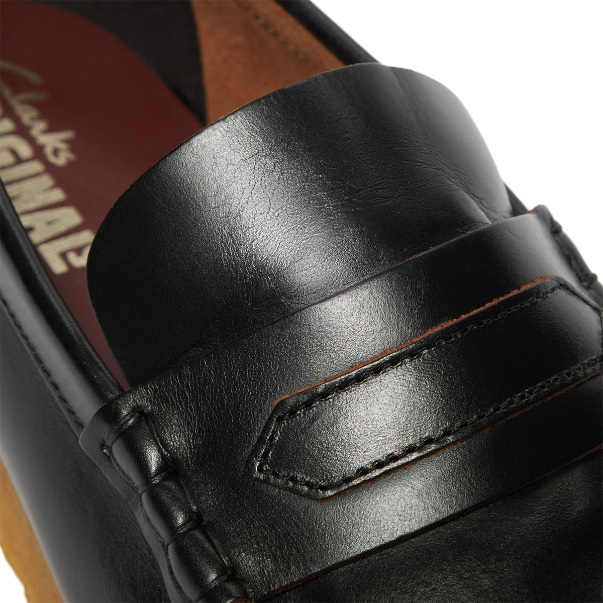 Clarks Wallabee Penny Loafer  (Black Smooth Leather)