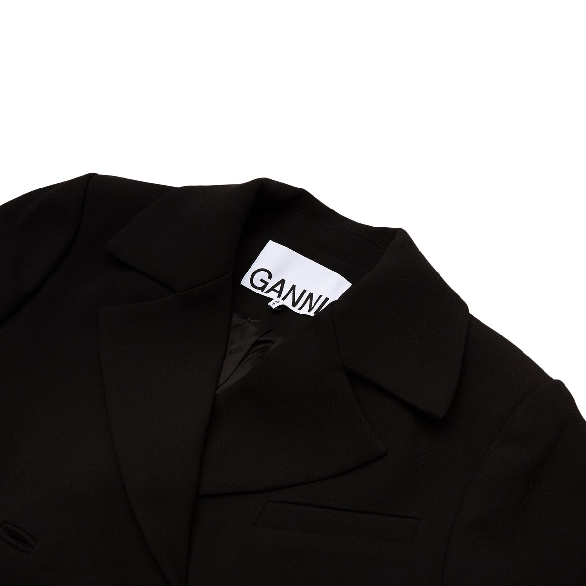 GANNI Bonded Crepe Cropped Blazer (Black)