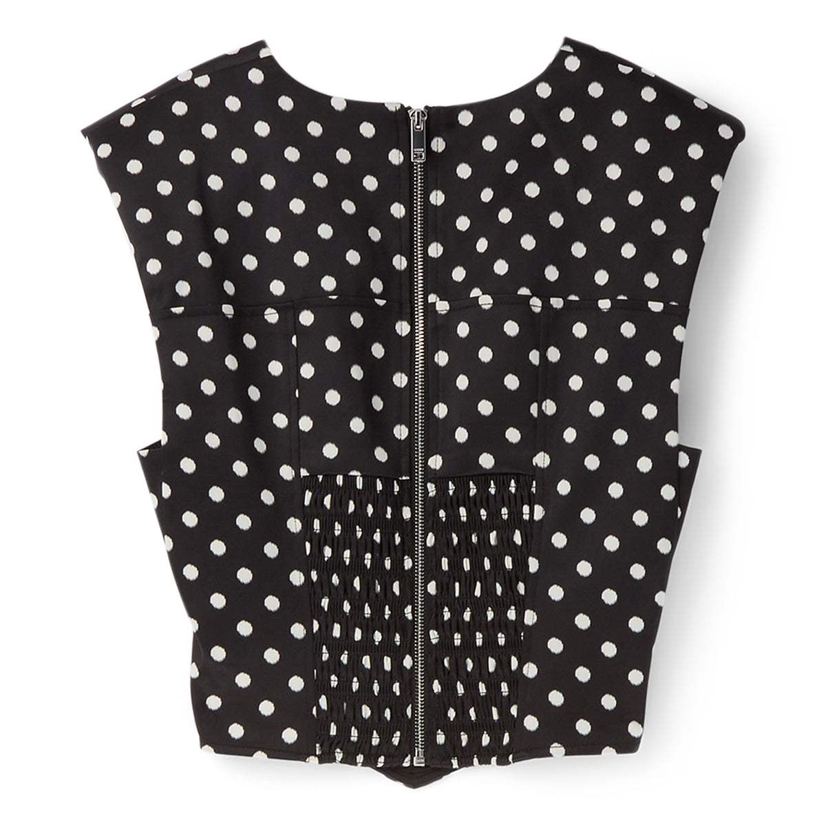 GANNI Printed Double Satin Corset Top (Black)