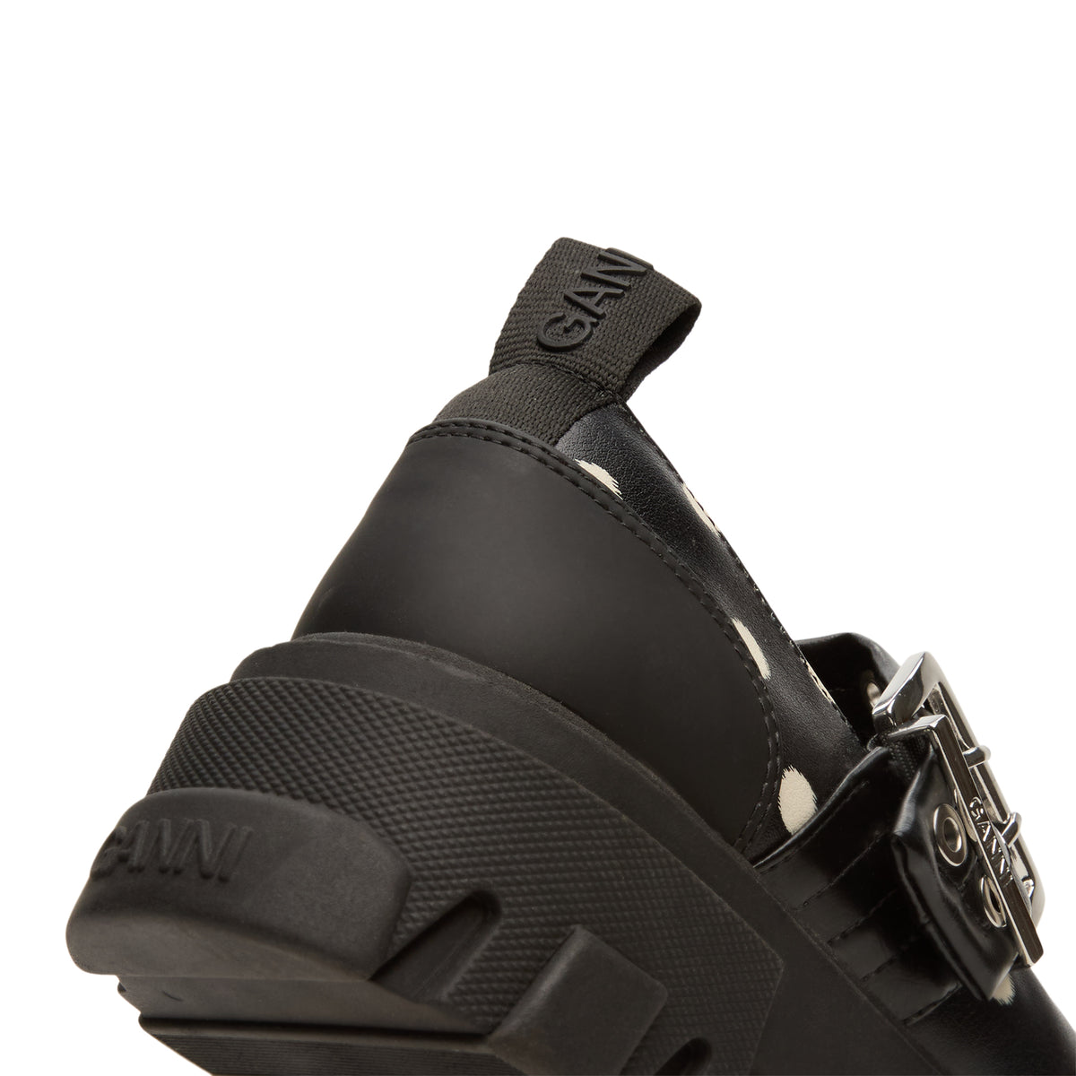 GANNI Cleated Ballerina Printed Pelinova (Black)