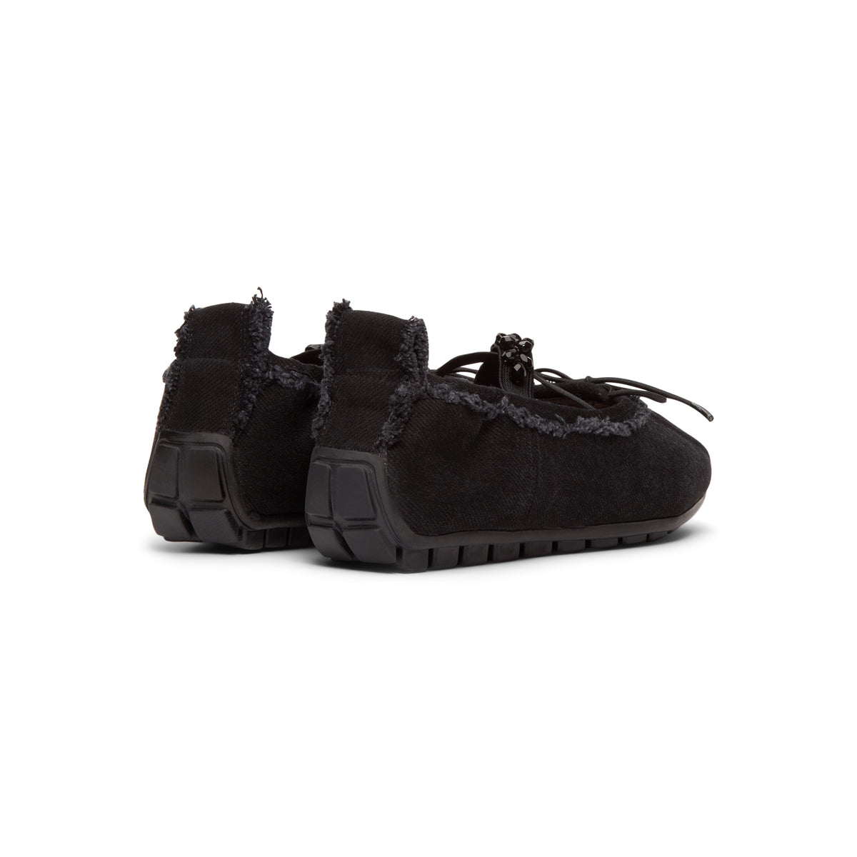 Simone Rocha Embellished Ballerina Grip Flats (Black/Jet)