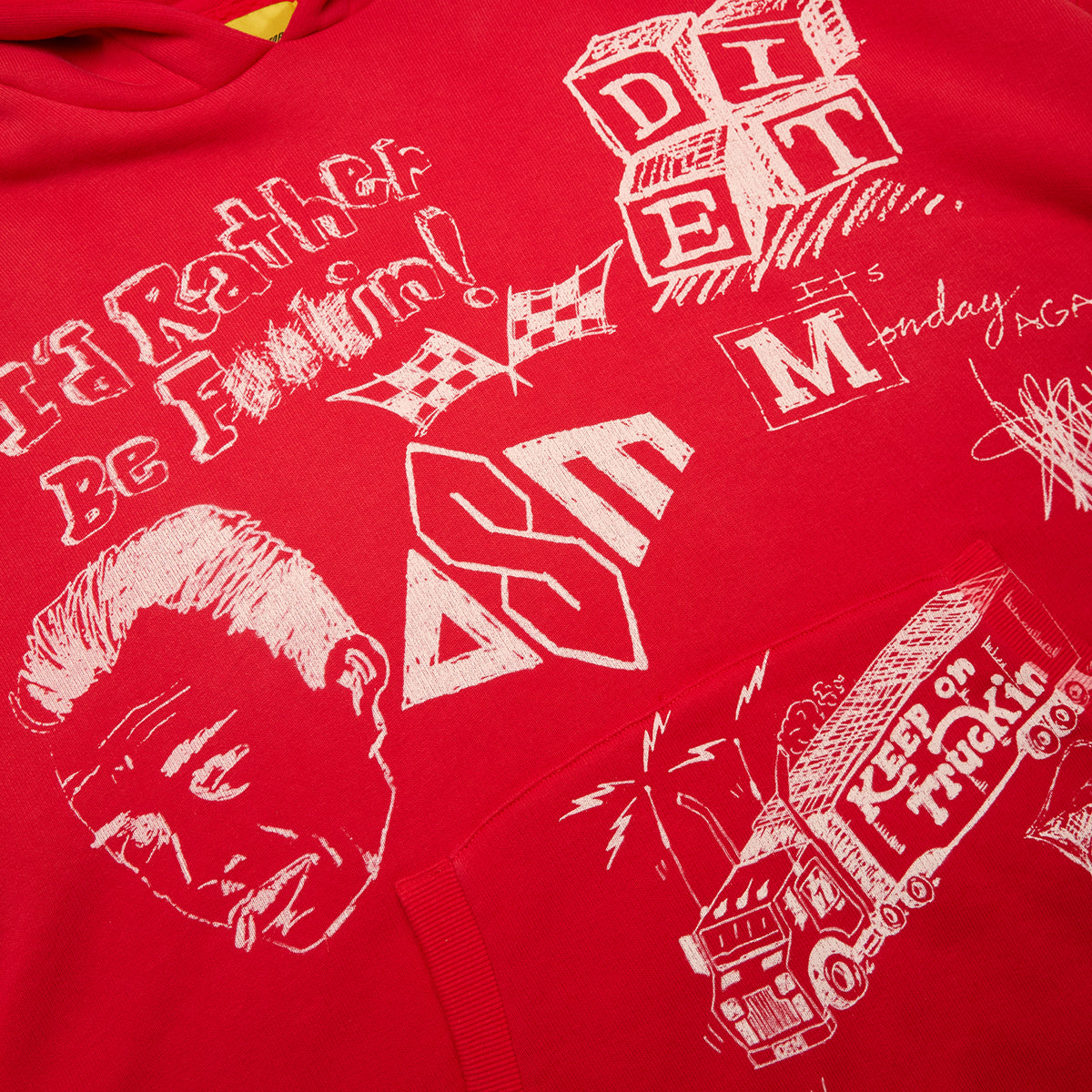 Diet Starts Monday Doodle Hoodie (Red)
