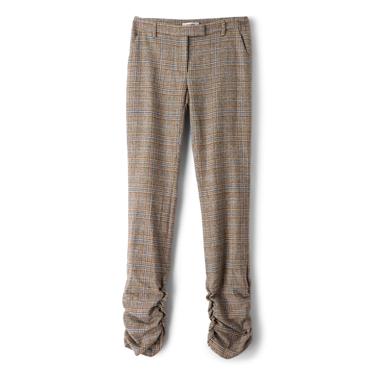 Danielle Guizio Ruched Hem Tartan Pant (Green multi)