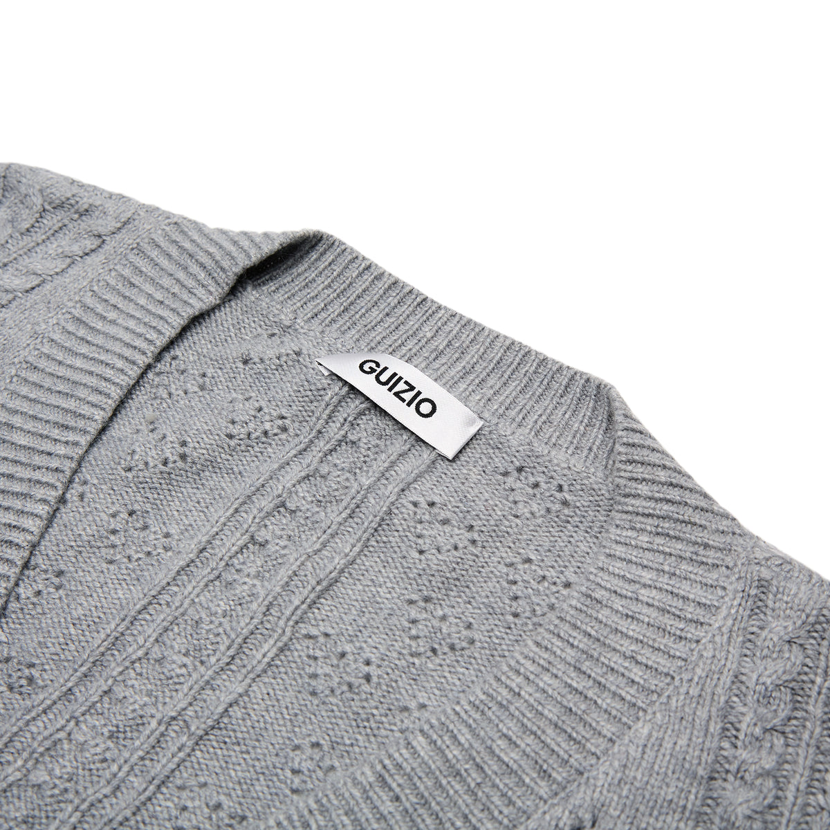 Danielle Guizio Cable Knit Crop Cardigan (Heather grey)