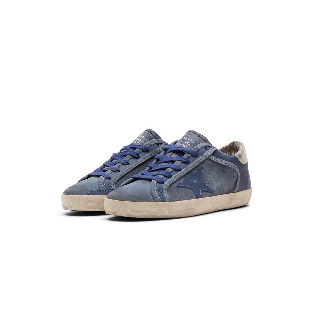 Golden Goose Super Star Suede And Leather Upper (Denim Blue/Bluette/Silver)