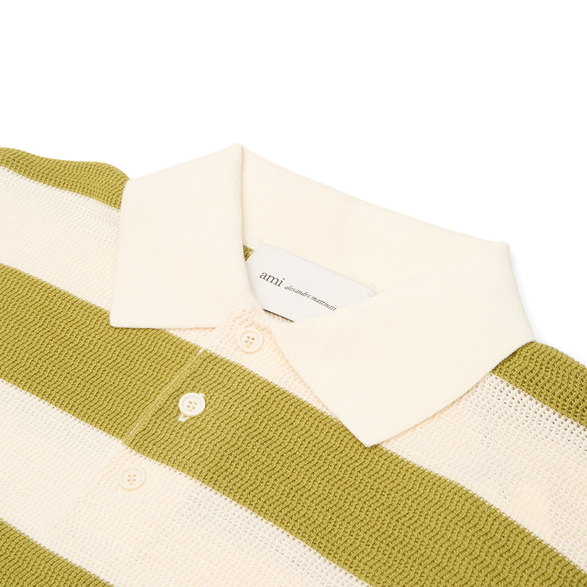 AMI Paris Short Sleeves Polo With AMI De Couer Patch (Blanc creme/Matcha)