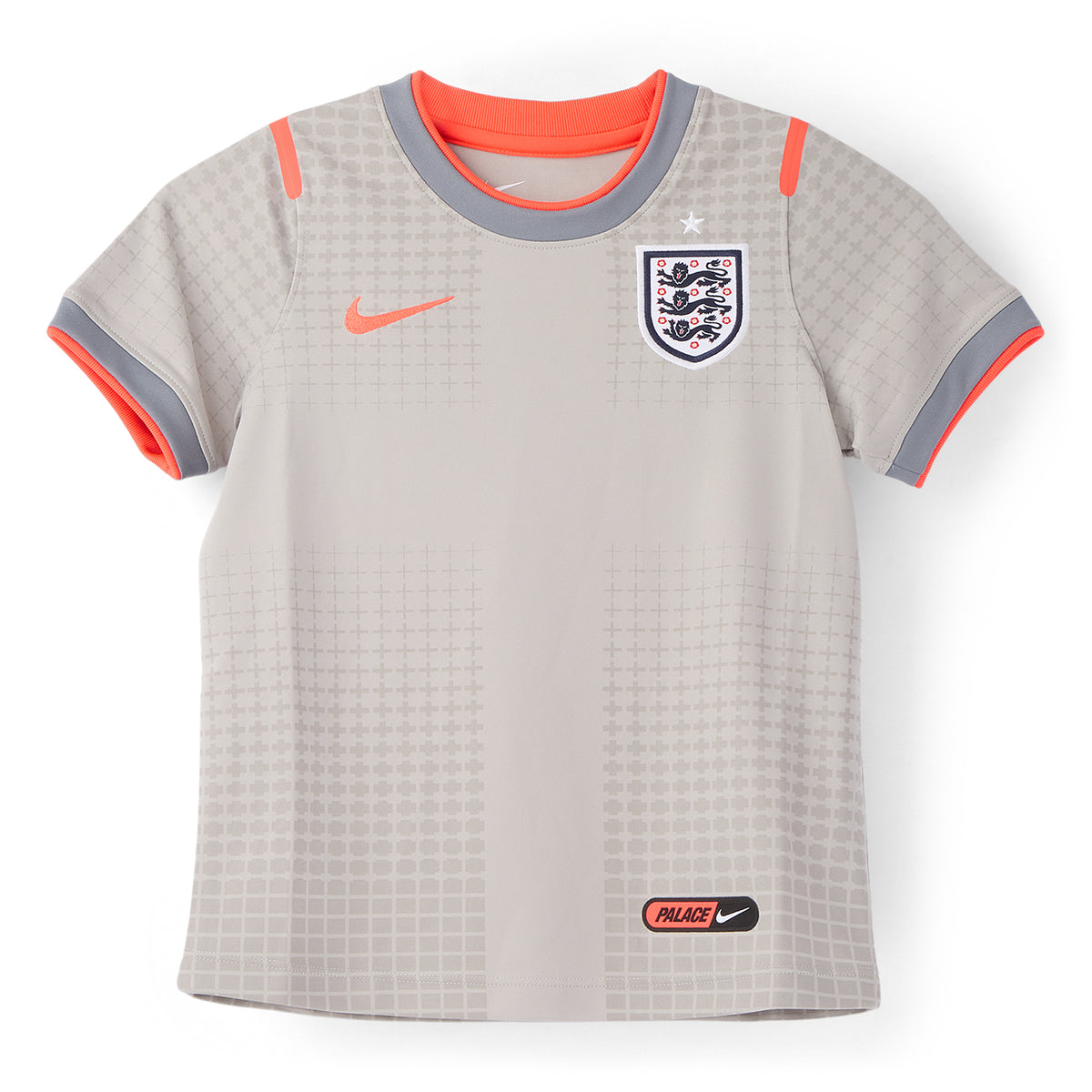 Nike x England x Palace Kids' Short-Sleeve Soccer Top (Pewter Grey/Bright Crimson)