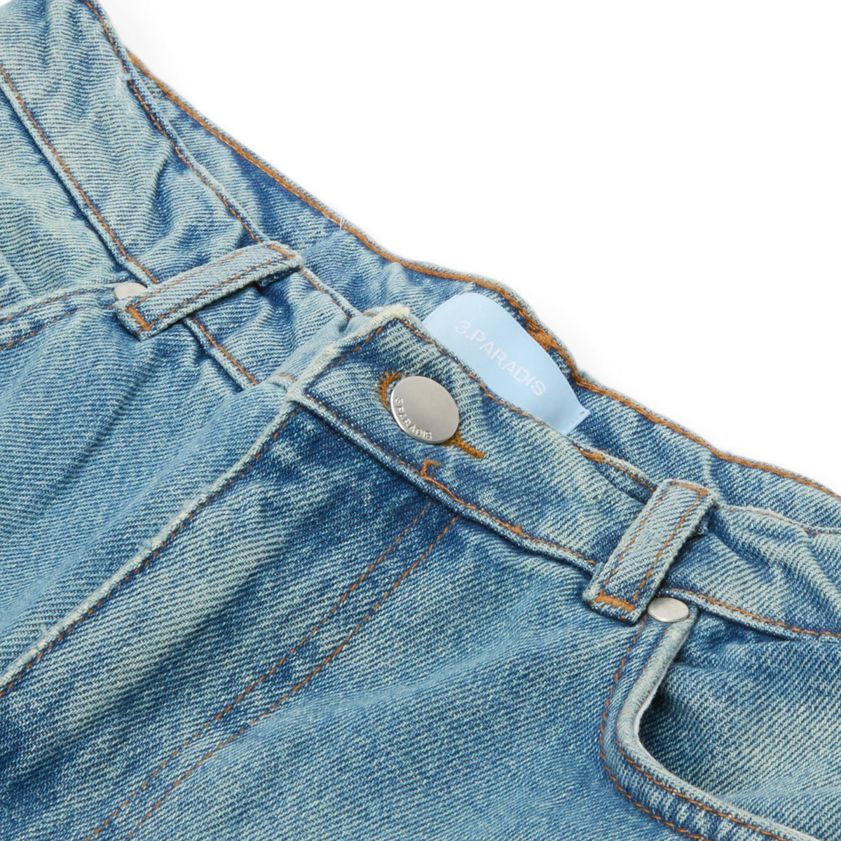 3.Paradis Wide Leg Padded Jeans (Washedblue)