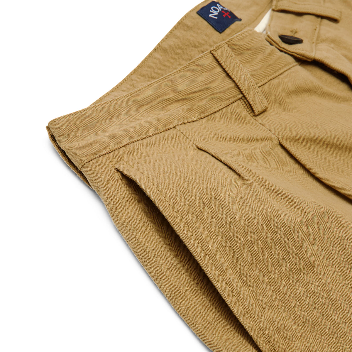 Noah Double-Pleat Herringbone Pant (Khaki)