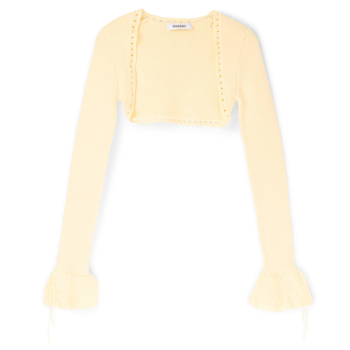 Danielle Guizio Crochet Ruffle Sleeve Bolero (Honey butter)
